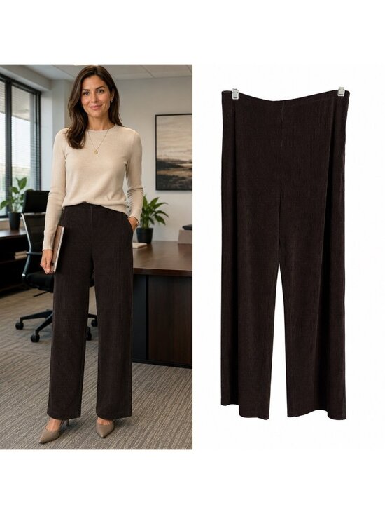April Cornell Pants - Vintage 90's April Cornell Brown Corduroy Straight Leg Pant Sz L High Waist